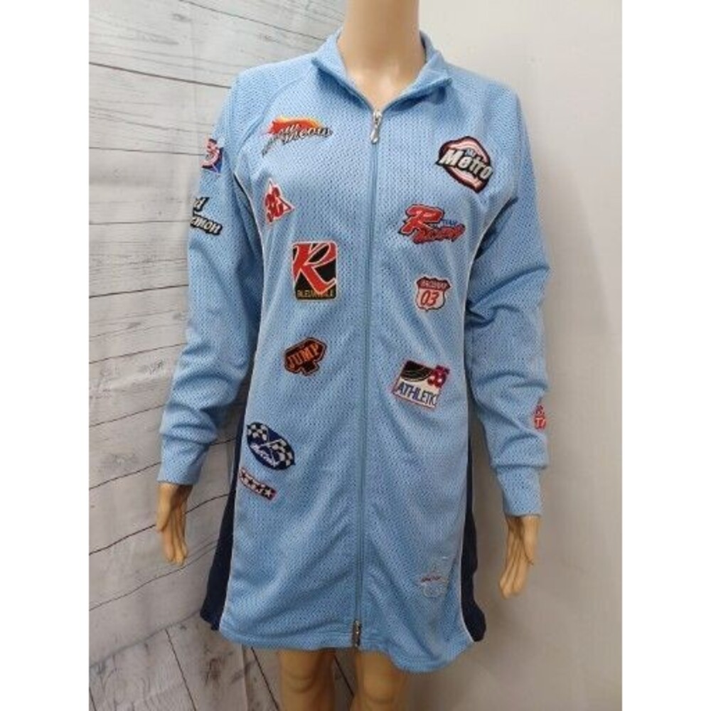 meow meow long sleeve zip front dress athletic bleuwhale Racing Team demon L
